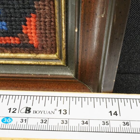 Vintage Needle Point of Johannes Vermeer "Milkmaid" Painting Framed Textile Art - Picture 14 of 15